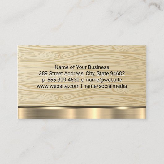 木目パターン |金ゴールドメタルトリム名刺 名刺 (裏面)