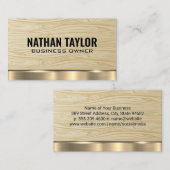 木目パターン |金ゴールドメタルトリム名刺 名刺 (正面/裏面)