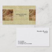 木目パネルとリネンステッチの外観 名刺 (正面/裏面)