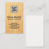 木目パネルの背景 | QRコード 名刺 (正面/裏面)