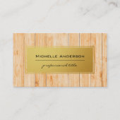 木目パネル | 金ゴールドフレームの背景 名刺 (正面)