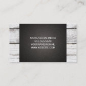 木目パネル |黒いテクスチャ 名刺 (裏面)