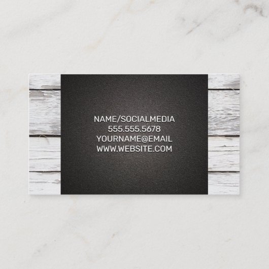 木目パネル |黒いテクスチャ 名刺 (裏面)
