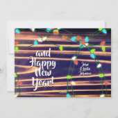 木目パーソナライズされたにクリスマスライト シーズンカード (裏面)