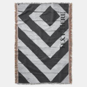 木目パーソナライズされたの白黒 スローブランケット (正面縦)