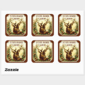 木目パーソナライズされた付き鹿キャビン スクエアシール (シート)