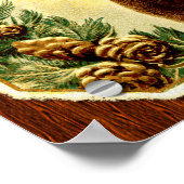 木目パーソナライズされた付き鹿キャビン ポスター (角)