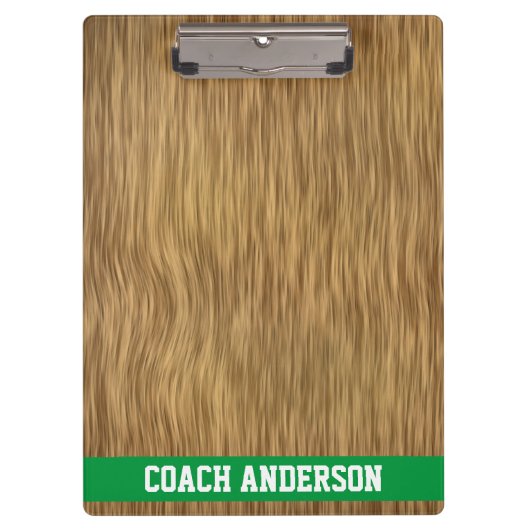 木目パーソナライズされた背景のコーチクリップボフェイクード クリップボード (正面)