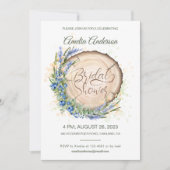 木目ブルーベリーラベンダーブライダルシャワー 招待状 (正面)