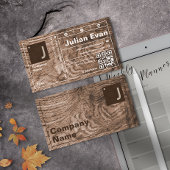 木目モダンタイポグラフィモノグラはっきりしたムQRコード 名刺