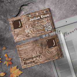 木目モダンタイポグラフィモノグラはっきりしたムQRコード 名刺