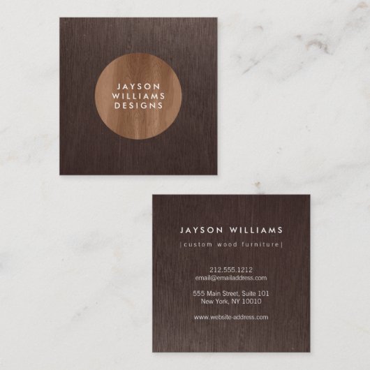 木目モダン円デザイナースクエア スクエア名刺 (正面/裏面)