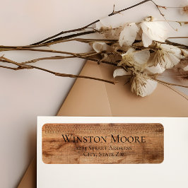 木目モダン幾何学的パターン差出人住所 ラベル