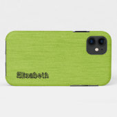 木目モノグラム付き無地グリーン Case-Mate iPhoneケース (裏面(横))