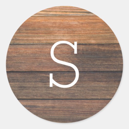 木目モノグラ素朴ムのシ結婚ールシール ラウンドシール (正面)