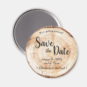 木目ユニークのウェディング素朴日付を保存 マグネット (正面/裏面)