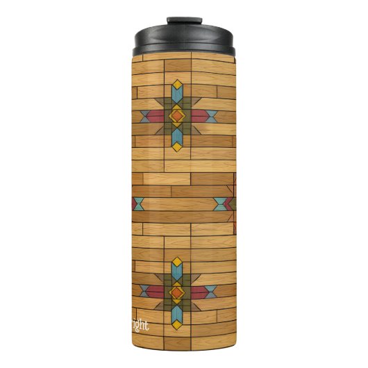 木目ユニーク – モノグラム木目幾何学模様 タンブラー (正面)