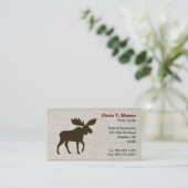 木目付きムースシルエットスタイル背景 名刺 (スタンド正面)