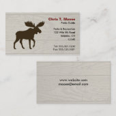 木目付きムースシルエットスタイル背景 名刺 (正面/裏面)