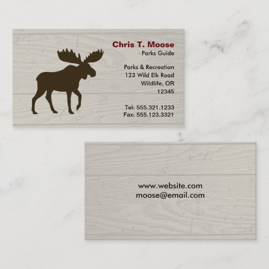 木目付きムースシルエットスタイル背景 名刺 (正面/裏面)