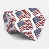 木目付き米国国旗 ネクタイ (ロール)