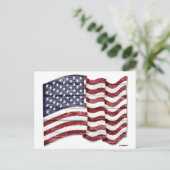 木目付き米国国旗 ポストカード (スタンド正面)