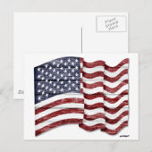 木目付き米国国旗 ポストカード (正面/裏面)