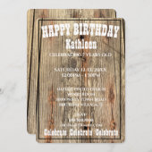 木目写真プレイビル誕生日招待状 招待状 (正面/裏面)