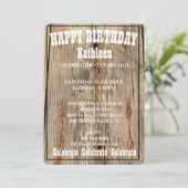 木目写真プレイビル誕生日招待状 招待状 (スタンド正面)