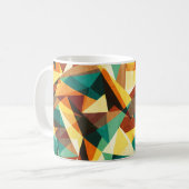 木目効果のある色付き三角形のシームレステクスチャ コーヒーマグカップ (正面左)
