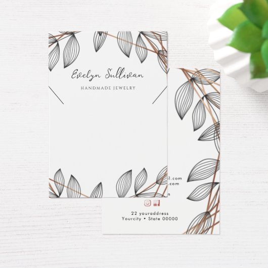 木目幾何学模様のネックレス表示カード (デスク)