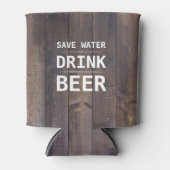 木目救水飲料ビールパーソナライズされた名 缶クーラー (正面)