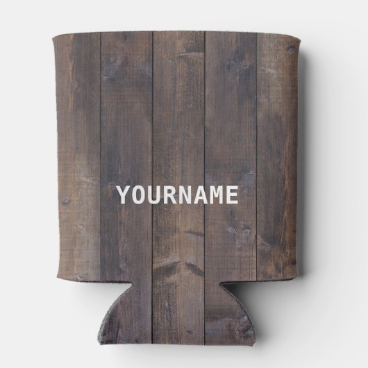 木目救水飲料ビールパーソナライズされた名 缶クーラー (裏面)