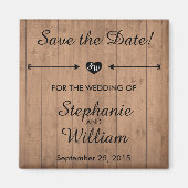 木目日付磁石を保存する。ハートと矢印。 マグネット (正面)