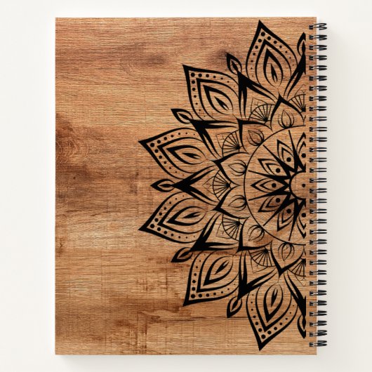 木目曼荼羅螺旋パーソナライズされた手帳 ノートブック (裏面)