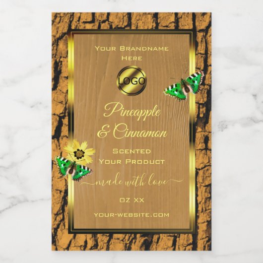 木目木の素朴樹皮の製品ラベルのロゴ フードラベル (シングルラベル)