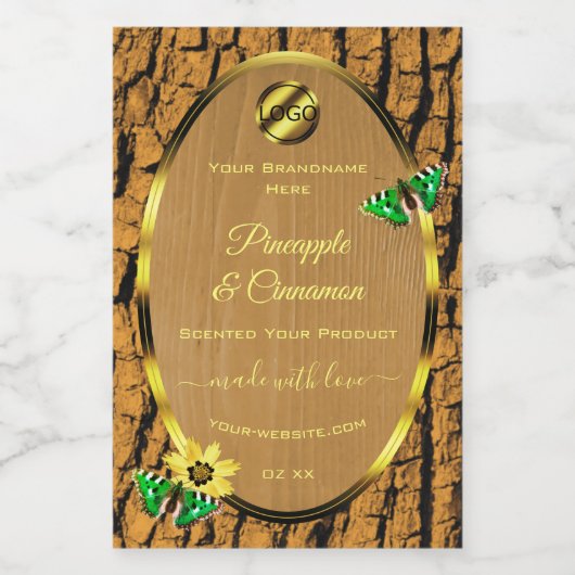 木目木の素朴樹皮の製品ラベルのロゴ フードラベル (シングルラベル)