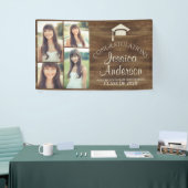 木目木材素朴写真テンプレート卒業 横断幕 (トレードショー)