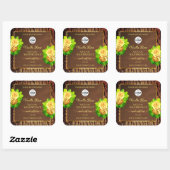 木目木皮フローラ製品ラベルとロゴ スクエアシール (シート)