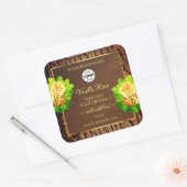 木目木皮フローラ製品ラベルとロゴ スクエアシール (封筒)