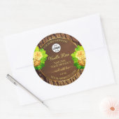 木目木皮フローラ製品ラベルとロゴ ラウンドシール (封筒)