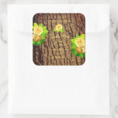 木目木皮製品ラベルフローラバラ スクエアシール (バッグ)