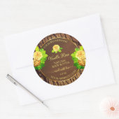 木目木皮製品ラベルフローラバラ ラウンドシール (封筒)