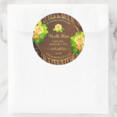 木目木皮製品ラベルフローラバラ ラウンドシール (バッグ)