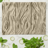 木目板の板を敷いたキッチンタオル キッチンタオル (折り畳み)