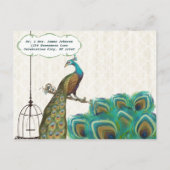 木目格子孔雀バードケージ日付を保存 案内ポストカード (裏面)