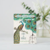 木目格子孔雀バードケージ日付を保存 案内ポストカード (スタンド正面)