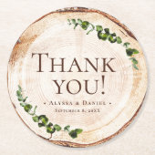 木目植物学素朴結婚の感謝 ラウンドペーパーコースター (正面)