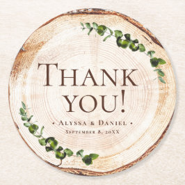 木目植物学素朴結婚の感謝 ラウンドペーパーコースター