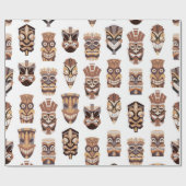 木目模様のトライバルティキマスク ラッピングペーパー (フラット)